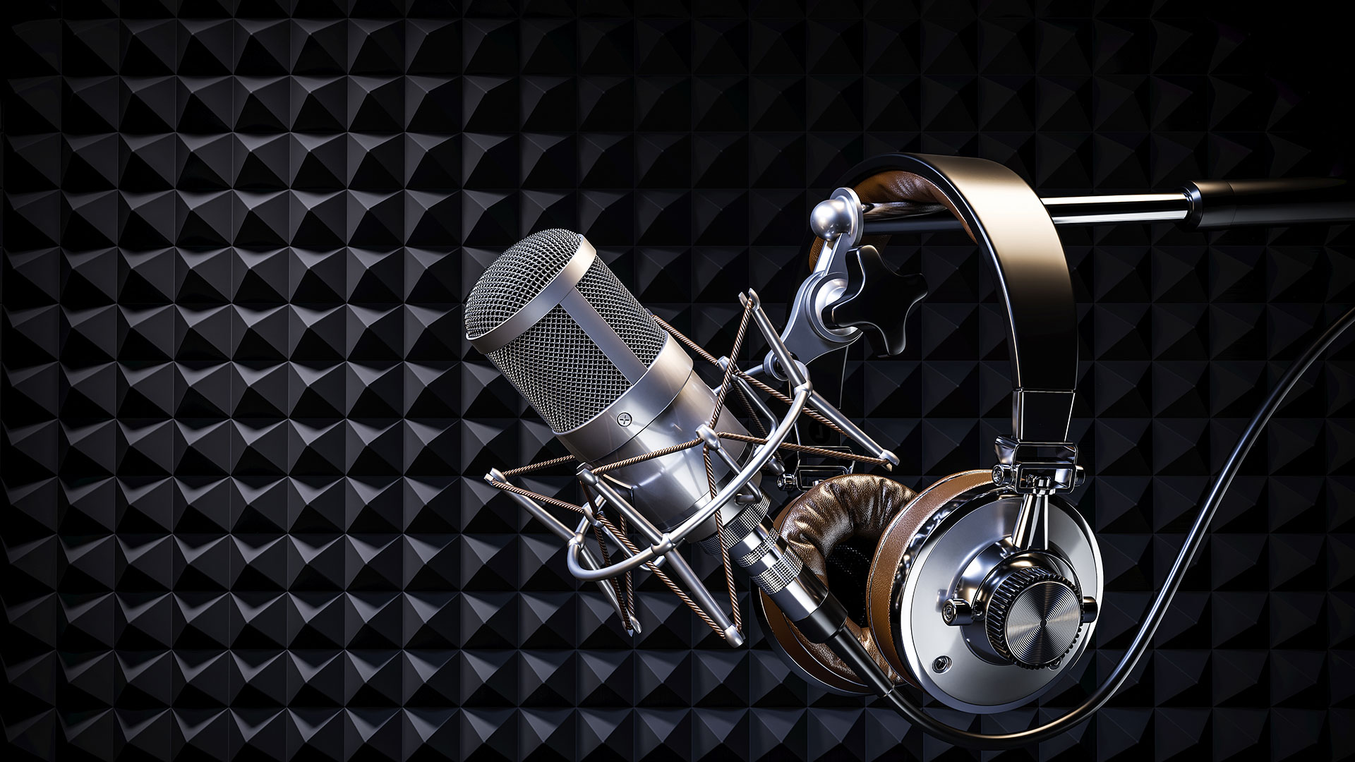 Mikrofon und Kopfhörer im Musikstudio